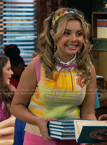 Destiny's fruit print knit vest on Bunkd