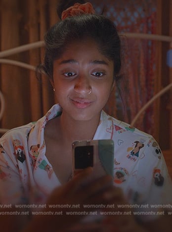Devi's printed pajamas on Never Have I Ever