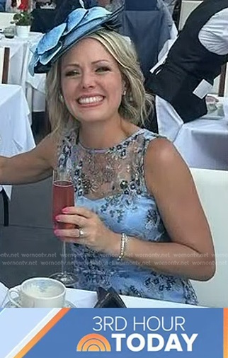 Dylan' blue floral embroidered mesh dress on Today