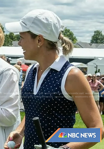 Dylan's navy polka dot sleeveless top on Today