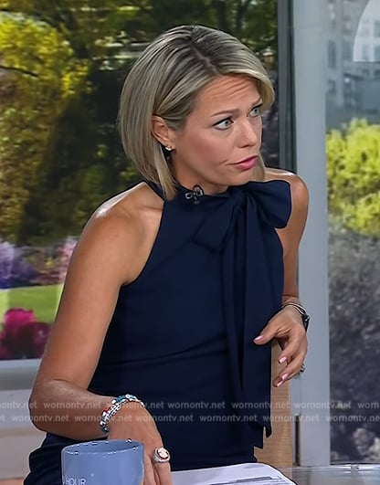 Dylan's navy tie neck mini dress on Today