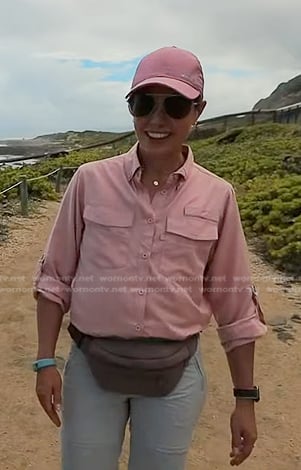Dylan's pink flap pocket shirt and baseball cap on Today