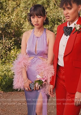 Eleanor's lavender satin gown on Never Have I Ever