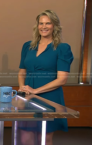Emily West's teal twist front dress on Today