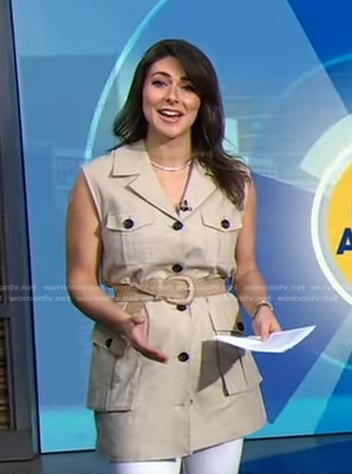 Erielle's beige belted safari vest on Good Morning America