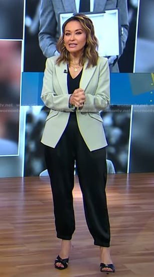 Eva's moss green blazer on Good Morning America