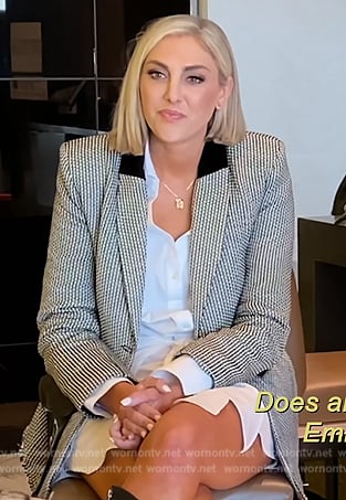 Gina's gray houndstooth print blazer on The Real Housewives of Orange County
