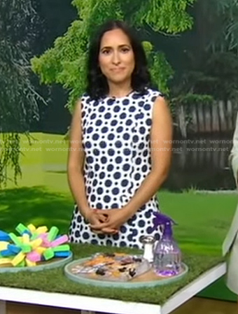 Grace Bastidas's white polka dot shift dress on Good Morning America