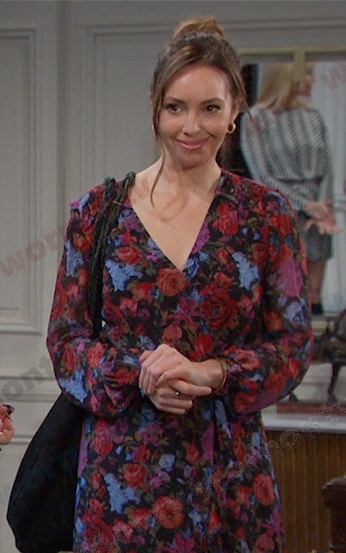 Gwen's floral print wrap dress on Days of our Lives
