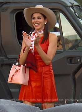 Heather's red leather mini dress on The Real Housewives of Orange County