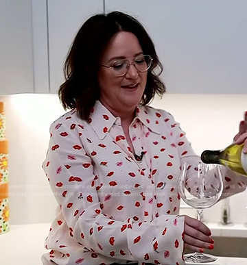 Helen Ellis's  white lip print blouse on Today