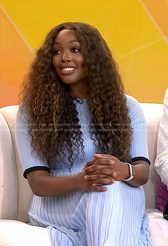 Isoken Igbinedion's blue ribbed dress on Today