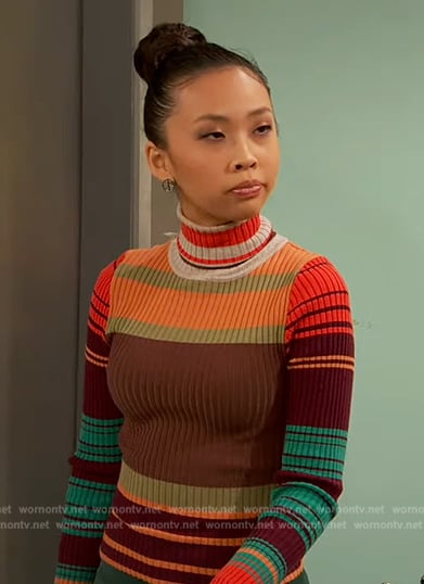 Ivy's striped turtleneck on Ravens Home