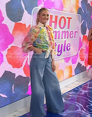 Jasmine Snow's floral blouse and wide leg jeans on Today