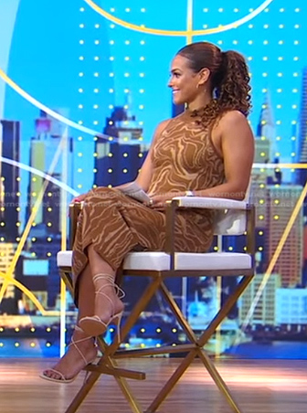 Jess Sims's brown marble print dress on Good Morning America