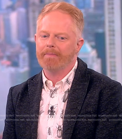 Jesse's white but print button down shirt on The View