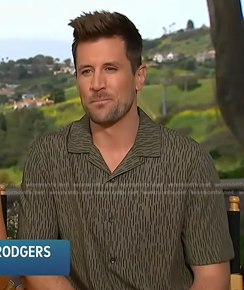 Jordan Rodgers's green print camp shirt on Access Hollywood