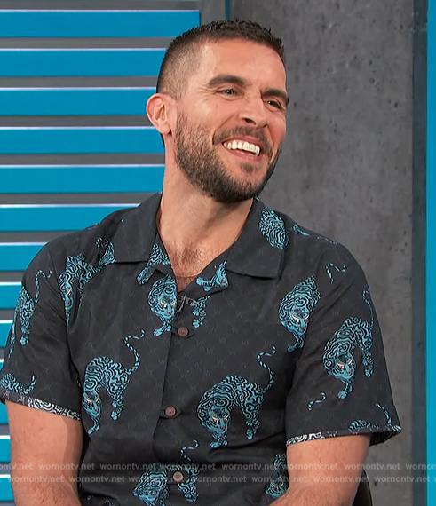 Josh Segarra's tiger print shirt on Access Hollywood
