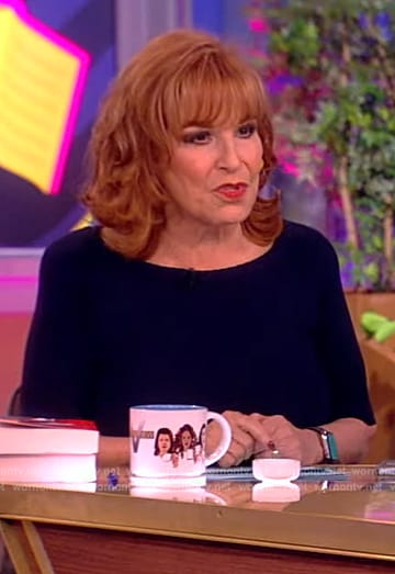 Joy's navy braided trim sweater top on The View