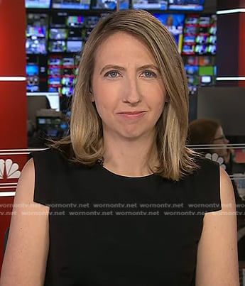 Julia Ainsley's black cap sleeve dress on NBC News Daily