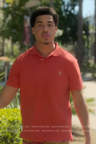 Junior's coral polo and shorts on Grown-ish
