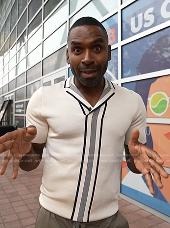 Justin's white center stripe shirt on Today
