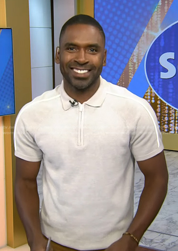 Justin's cream zip polo shirt on Today