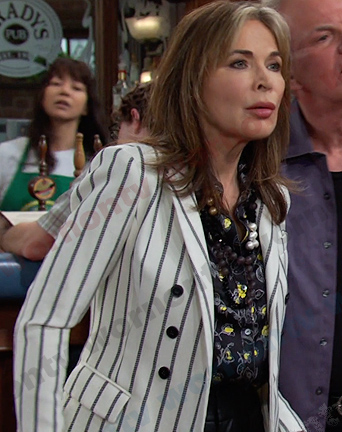 Kate's black floral blouse on Days of our Lives