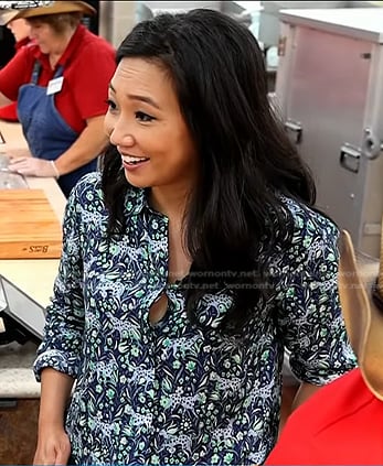 Kathy Park's blue floral button down shirt on Today