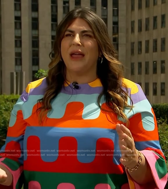 Katie Sturino's multi-colored print dress on Access Hollywood