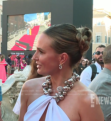 Keltie's white embellished halter neck dress on E! News