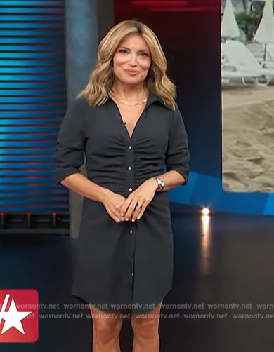 Kit's navy ruched front dress on Access Hollywood