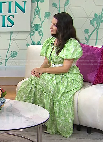 Kristin Davis's green floral puff sleeve dress on Today
