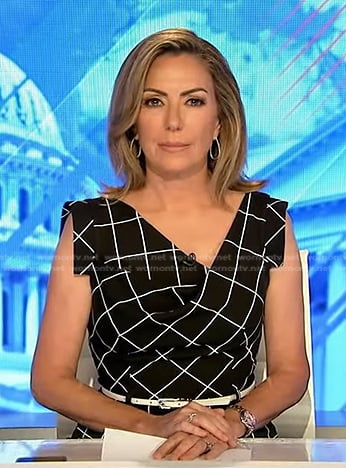 Kyra Phillips's black grid check dress on Good Morning America