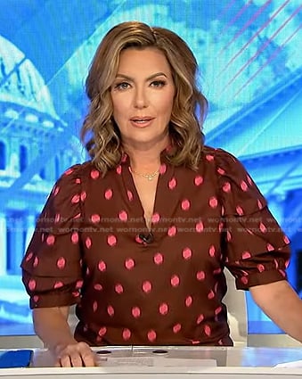 Kyra Phillips's brown polka dot top on Good Morning America