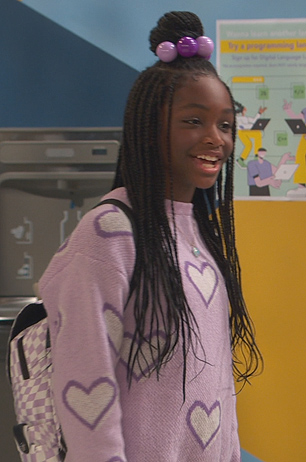 Lavender's heart print sweater on Ravens Home