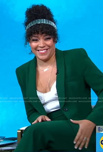 Lilli Cooper's green pant suit on Good Morning America