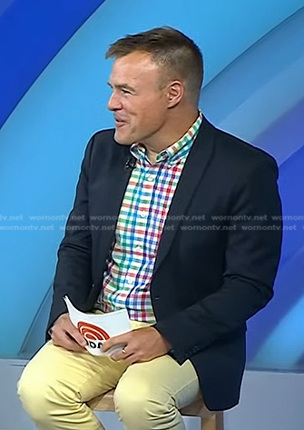 Mark Ellwood's multicolor gingham check shirt on Today