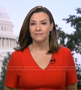 Mary's red v-neck seam dress on Good Morning America
