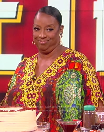 Melba Wilson's multicolored mosiac print dress on The View