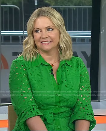 Melissa Joan Hart's green eyelet shirtdress on Today