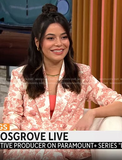 Miranda Cosgrove's pink floral suit on CBS Mornings
