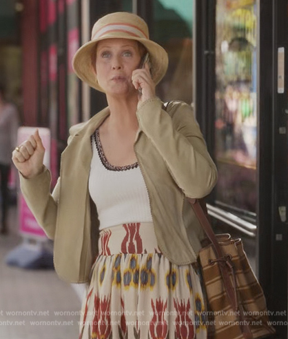 Miranda's printed skirt on And Just Like That