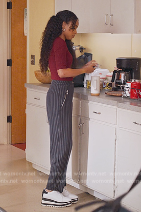 Ms Thompson's white sneakers on Never Have I Ever