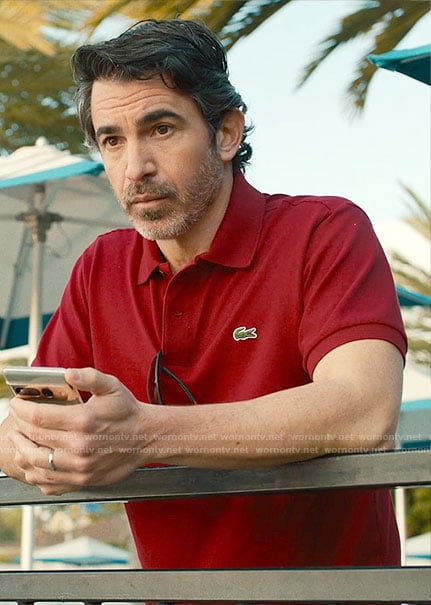 Nathan's red polo shirt on Based on a True Story