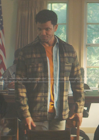Ned's green plaid shirt on Nancy Drew