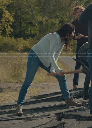 Olive's brown hiking boots on Manifest