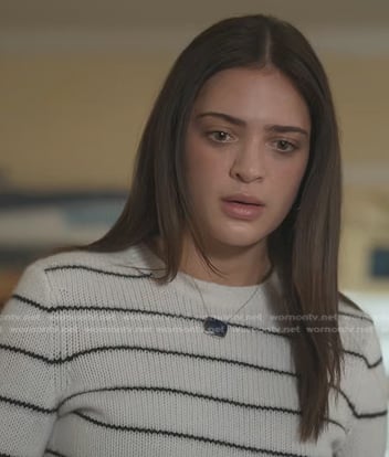 Olive's white striped knit sweater on Manifest