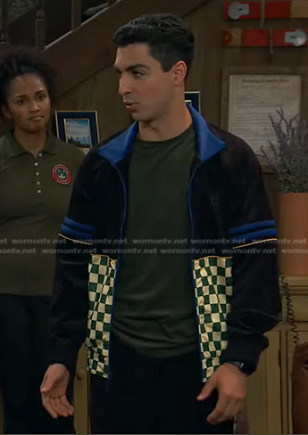 Parker's black checkered track jacket and pants on Bunkd