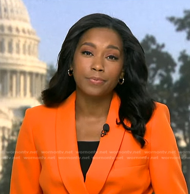 Rachel's orange shawl collar blazer on Good Morning America